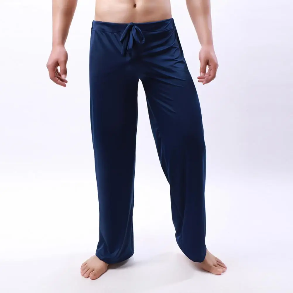 

Deep Crotch Chic Elastic Waist Plus Size Men Sports Trousers Solid Color Men Yoga Pants Straight Men Garment