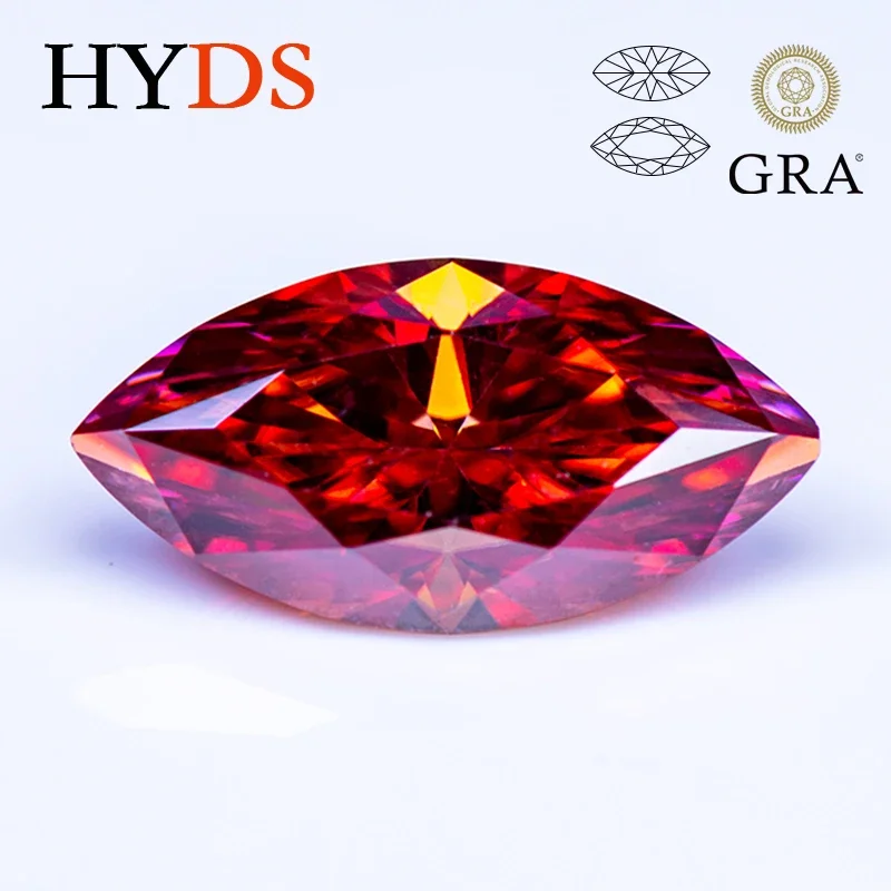 

Moissanite Stone Watermelon Red Color VVS1 Marquise Shape Beads Charms for Jewelry Making Rings Bracele with GRA Certificate