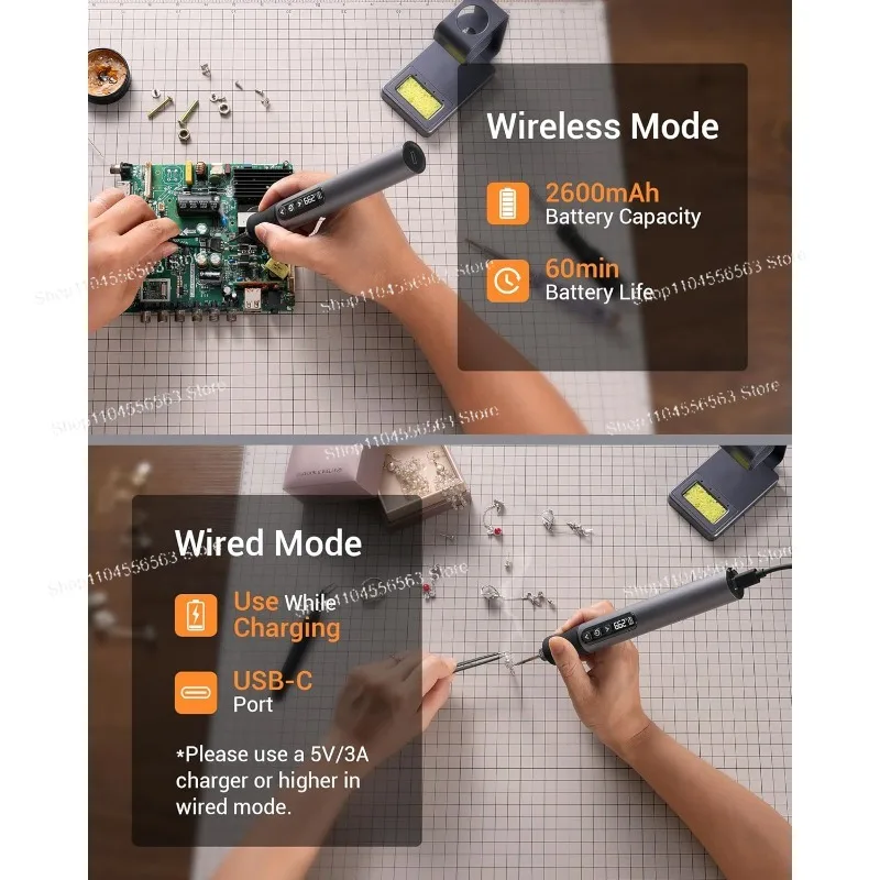 مكواة لحام كهربائية ذكية T1 (2600 مللي أمبير في الساعة) - أداة لحام نقطي عبر الحدود ببطارية ليثيوم، مكواة لحام منزلية صغيرة من القصدير #6