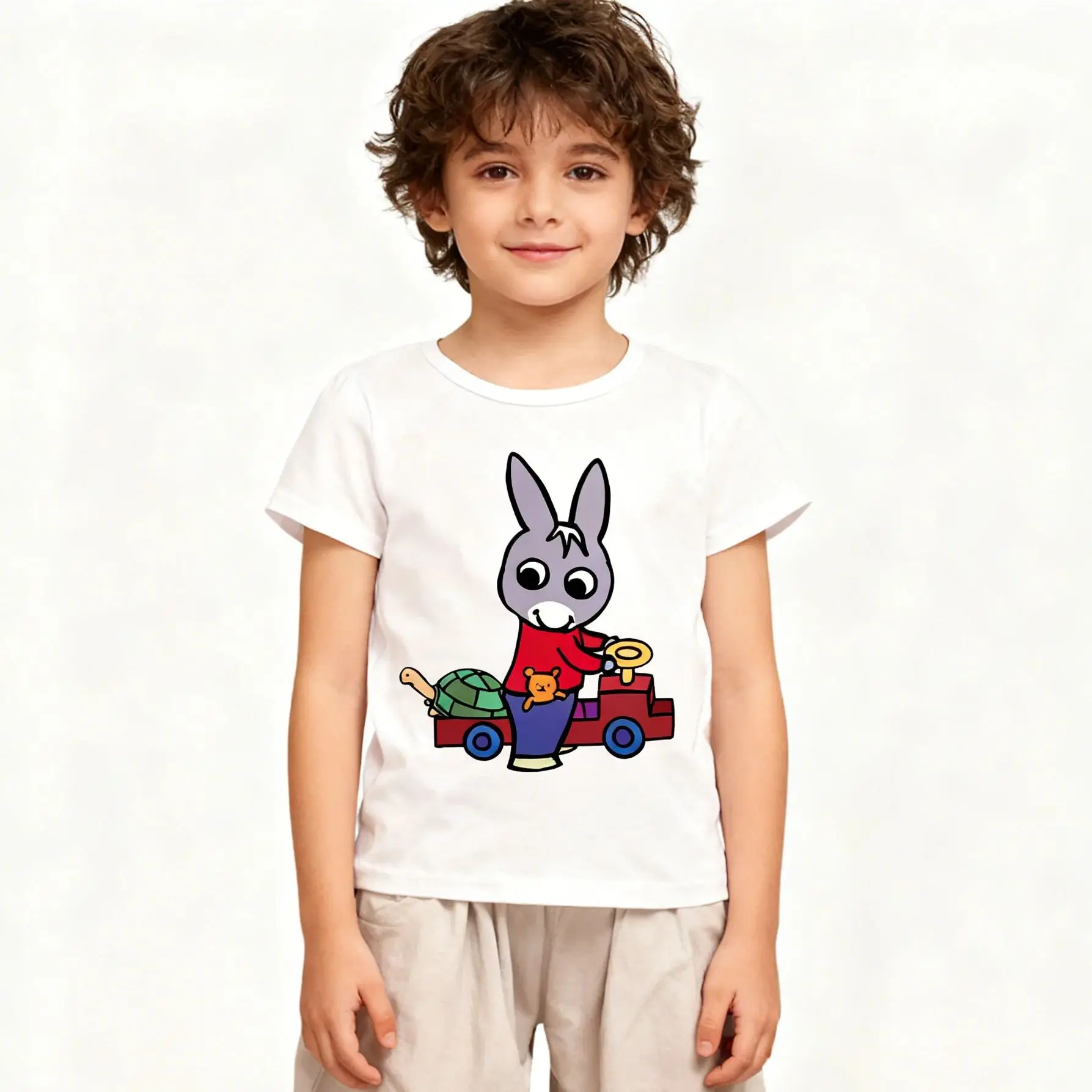 

Lane Trotro 100_Cotton Cartoon T-shirt Boys Girls Tee-shirt Summer Tshirts Comfortable High Quality O-neck Tops kids clothes