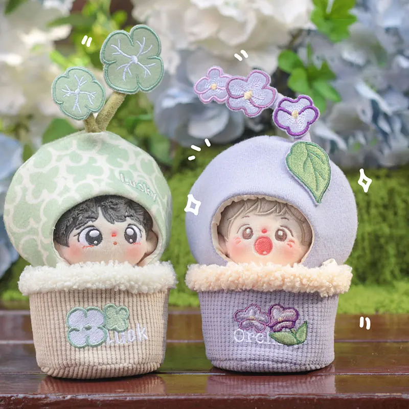 10cm roupas de boneca de pelúcia anime moda bonito vaso de flores portátil diversos série flor planta conjunto menino e menina presentes aniversário