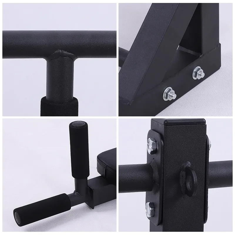 Wall‑Mounted Reversible Quick‑Release Dip Bar, Multi‑Grip Thick Steel Pull‑Up Bar Home Indoor Arm Strength Training Fitness Gear