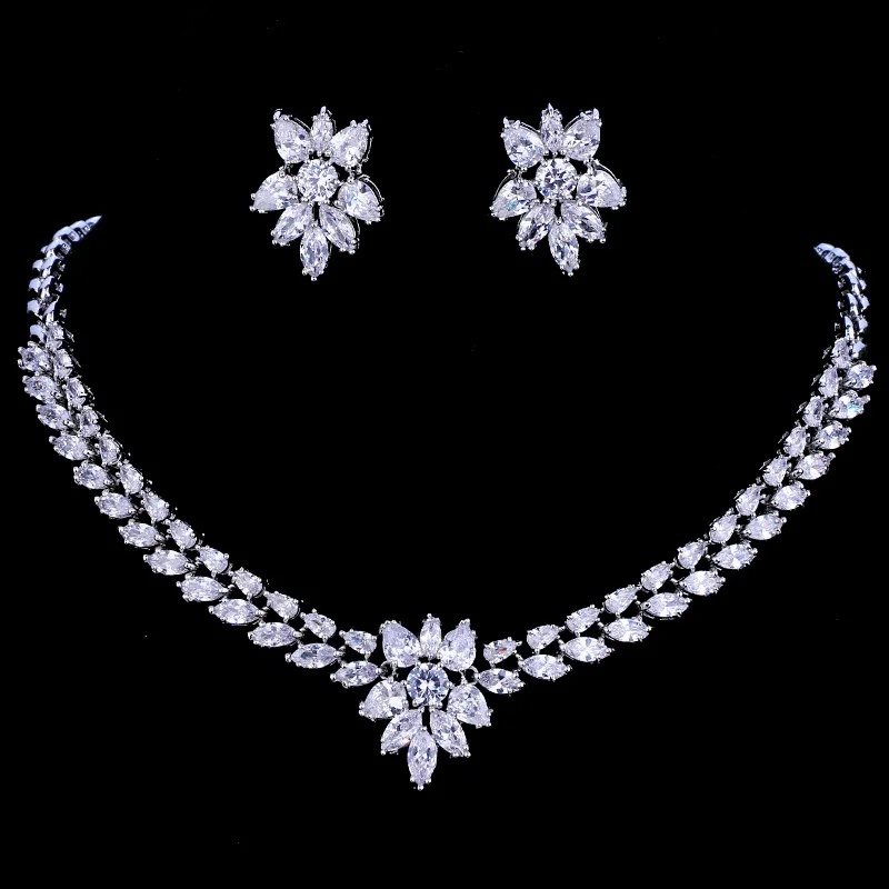 

2026 Hot Selling Marquise Cubic Zirconia Bridal Jewelry Set , Minimal Stylish Wedding Accessories For Bride Formal Wedding Gown