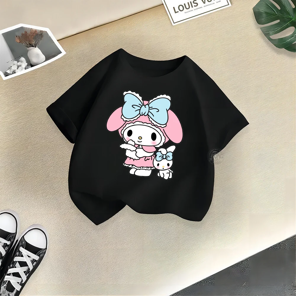 Sanrio Youth Summer Clothing 100% cotton T-shirt Big eared dog print Children\'s casual cotton T-shirt Boys girls Short sleeve Ha