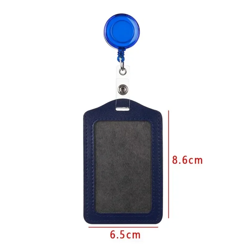 PU Leather Working Permit Sleeve Case with Retractable Badge Reel Clip ID Tag Name Badge Holder Work Pass Card Holder Sleeve