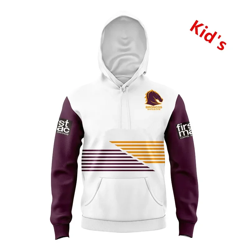 

2024 BRISBANE BRONCOS AWAY YOUTH TRAINING RUGBY Hooded JERSEY TODDLER Kids size 16--26 ( Print name and number )