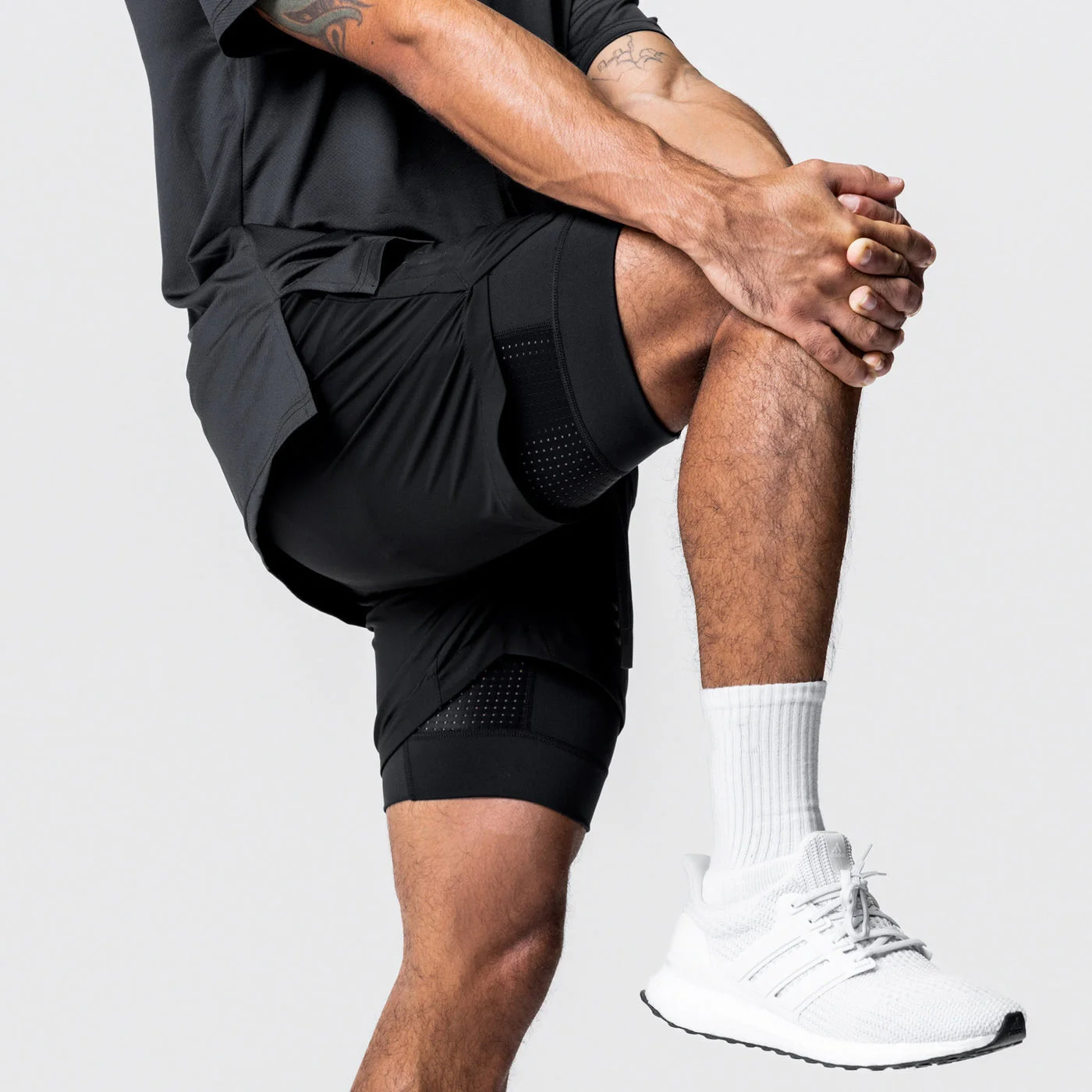 Summer Breathable 2-in-1 Double-layer Shorts for Men's Elastic Compression Shorts Quick-drying Phone Pocket Towel Loop Shorts