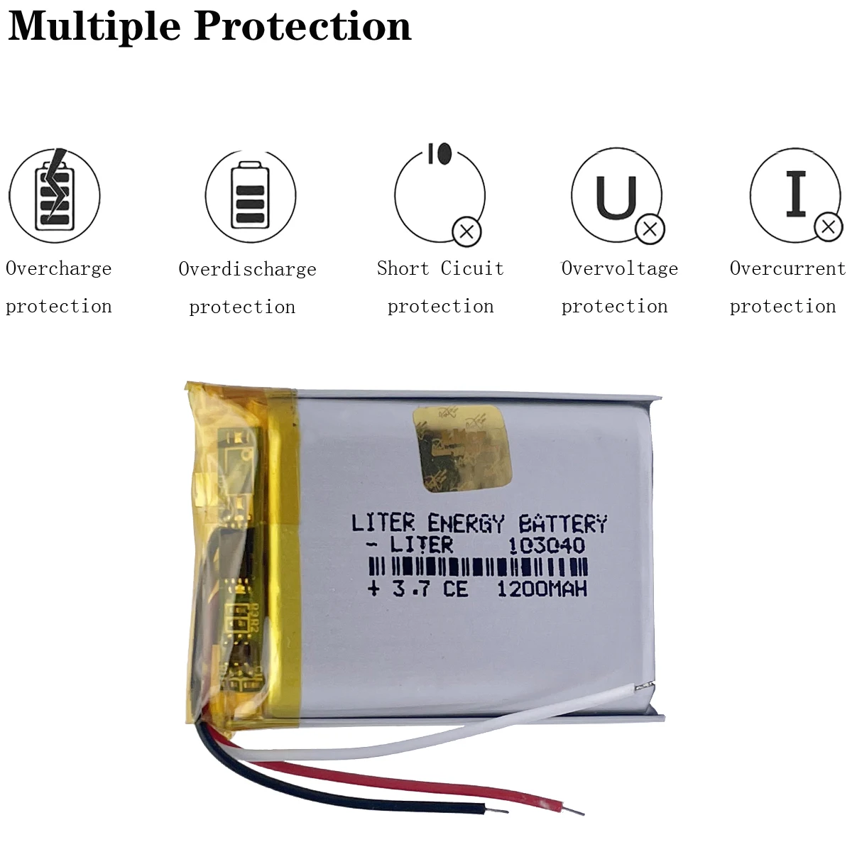 Bateria de 3 linhas para gps, 3.7 v, 103040, 1200 mah
