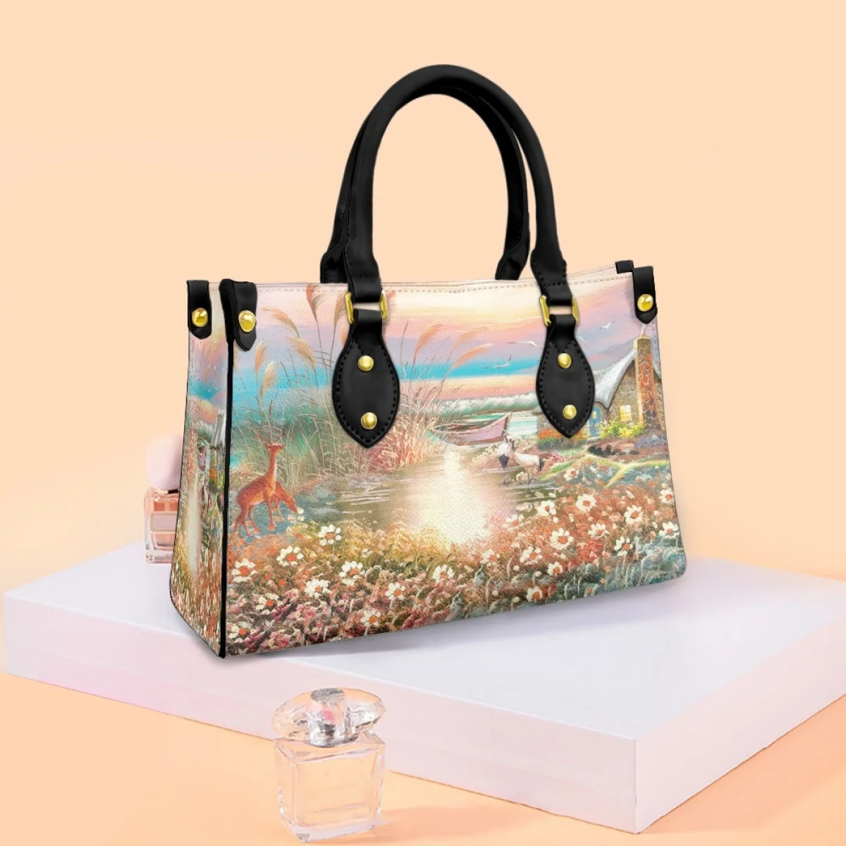 Sunset Glow Painting Bags For Women Nobleness Scenery Alley Oils Women's Bags Customized Lady Handbags Trendy New In Organizer