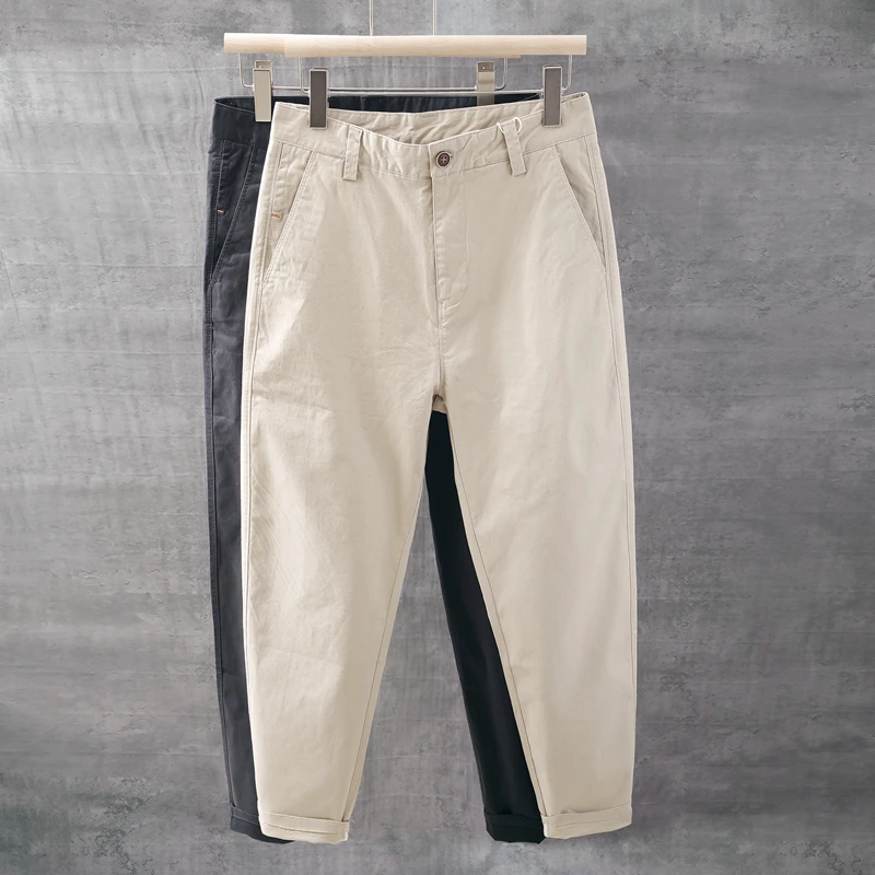 

Slim Fit Pure Cotton Autumn Thin Nine Points Casual Suit Pants Korean Version Cone a Men's Pants Straight Leg Harlan Pants