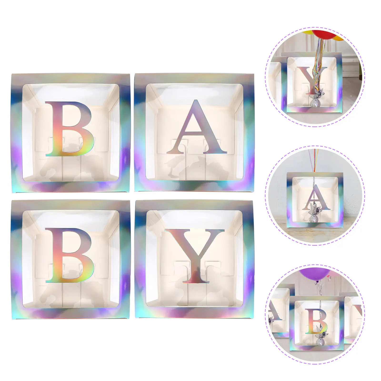 

1Set Baby Shower Boxes Silver Transparent Balloon Decor Party Decorations Birthday Balloons Boxes Unique Party Photography
