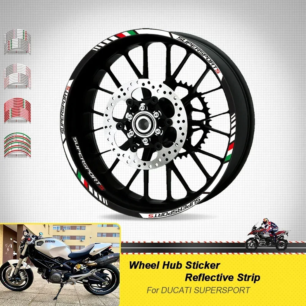 For DUCATI SupersportS Super Sport S 939 Motorcycle Accessories Stickers Rim Decals Wheel Hub Reflective Stripe Sticker Tape Set