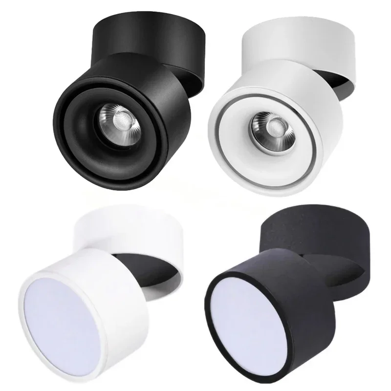 Pliant rotatif Dimmable COB LED Downlights 10W 15W LED plafonniers AC85-265V LED plafonniers éclairage intérieur