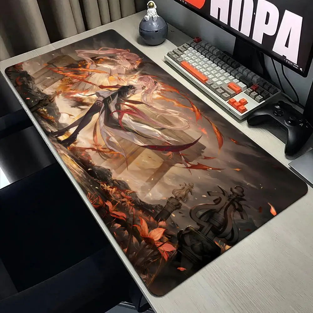 

Коврик для мыши в стиле аниме «Женский воин», большой коврик для компьютерной офисной игровой настольной коврик XXL, резиновый противоскользящий коврик для игровой клавиатуры, длинные настольные коврики