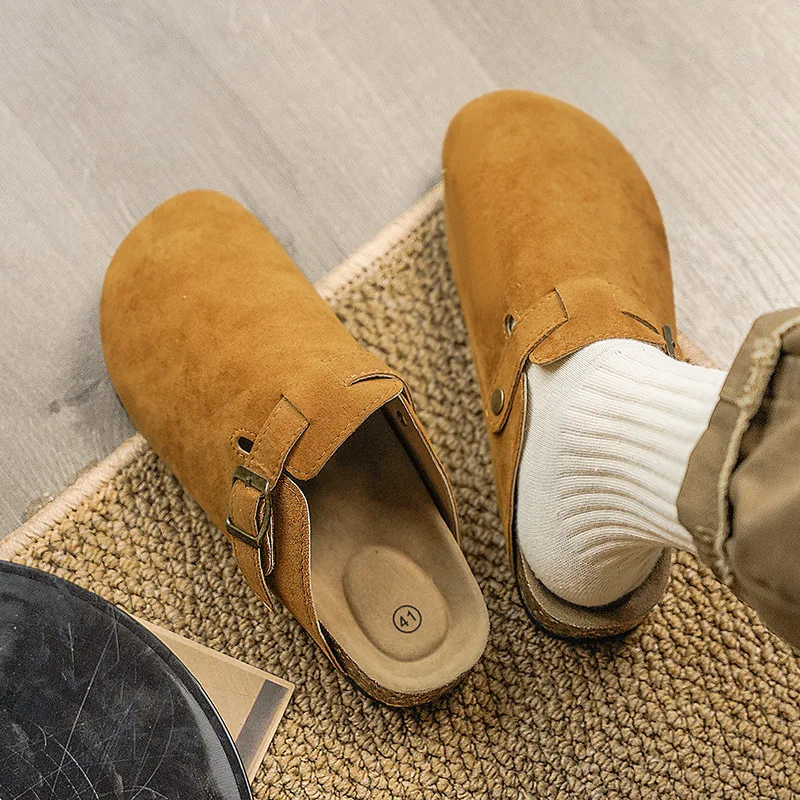 Boken Shoes Lazy Baotou Half Slippers Men and Women Same Style Outer Wear Cork Cool Slippers One Step Casual Retro Slippers