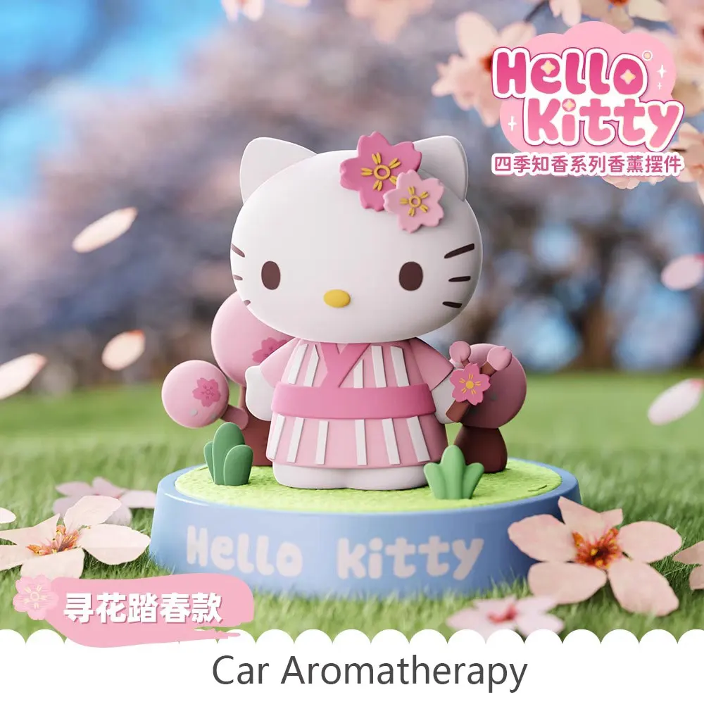 Figuras de acción de Hello Kitty de Anime genuino Sanrio Kuromi Cinnamoroll, fragancia de coche, modelo Mymelody, muebles de Perfume para exhibición