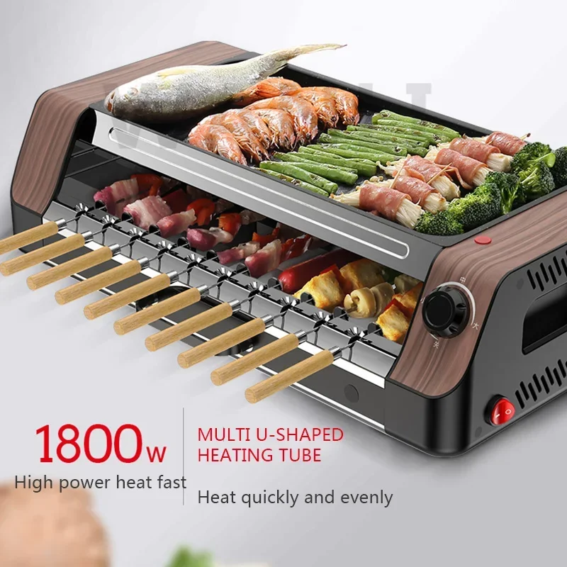 Household Small Barbecue Machines Korean Automatic Rotating Barbecue Machinery Skewered Steak Machine 220V/1800W