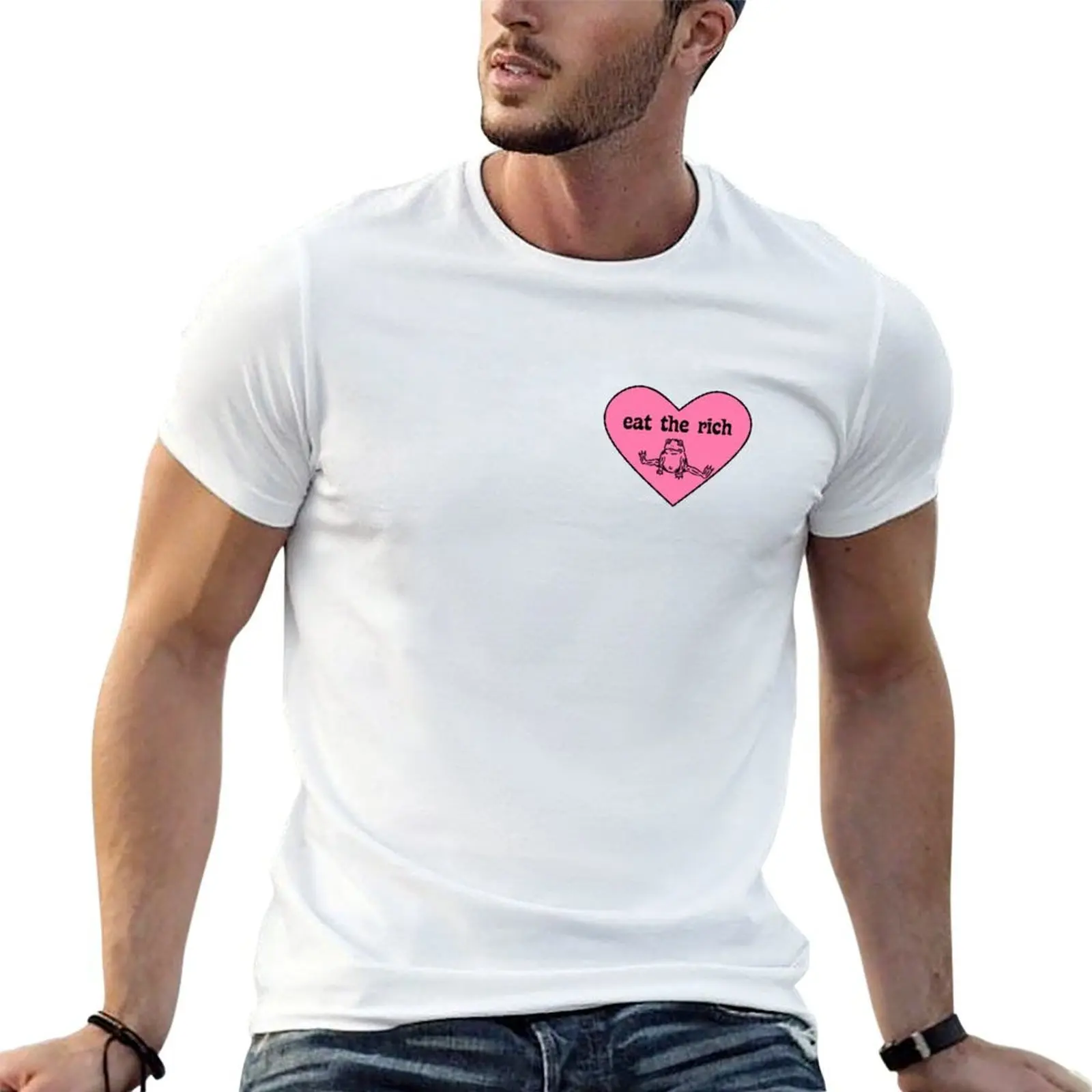 Eat The Rich Frog Splits T-Shirt oversized plain Short sleeve tee men