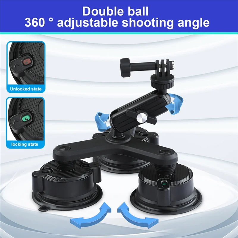 Новейшее автомобильное крепление на присоске для Insta360 X5, X4, X3, One RS,R для камеры Gopro, комплект всасывающего крепления для экшн-камеры, палка для селфи