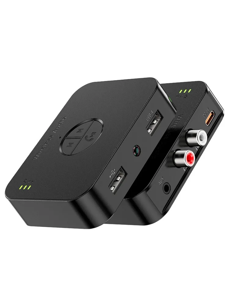 Odbiornik audio Bluetooth 6.0 z gniazdem 3.5mm AUX RCA, obsługą odtwarzania z dysku U, bezprzewodowy adapter z pilotem do zestawu samochodowego i głośników. — zdjęcie produktu 7