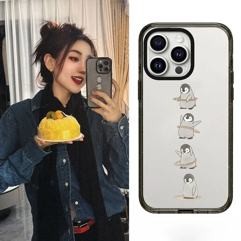 

Cute Cartoon Penguin 2.0 Acrylic Black Border iPhone 11 12 13 14 15 Pro Max Protective Mobile Phone Case Cover Shell