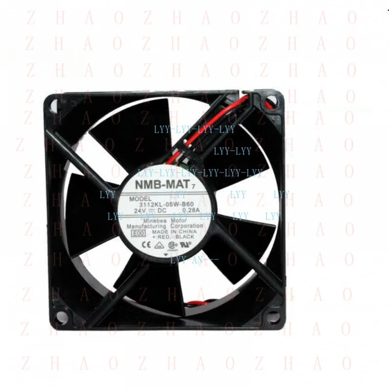L+ For NMB 3112KL-05W-B60 DC 24V 0.28A 80*80*32mm 2-wire Cooling Fan Ball bearing