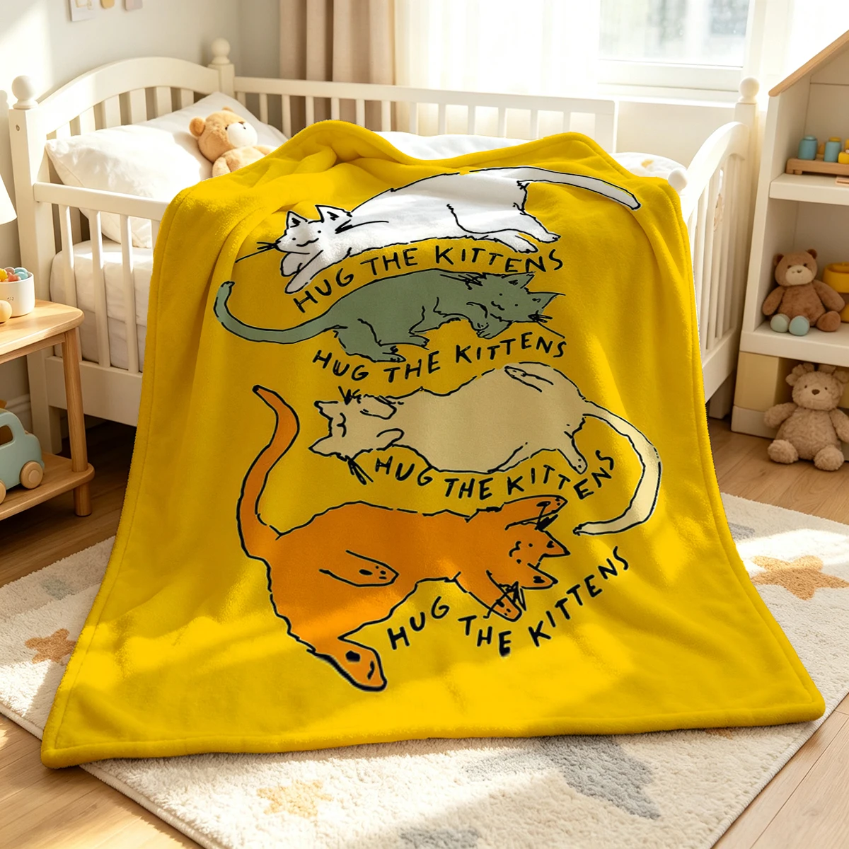 Cat Cuddle Flannel Blanket Warm Soft Halloween Christmas Couch Warm Cozy Decorative Decor Gift for All Season