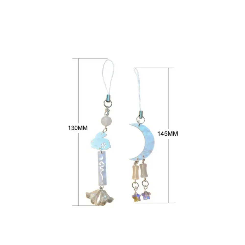 Acrylic Moon Star Phone Charms Rabbit DIY Handmade Cloud Phone Chains Anti-Lost Trinket Mid-Autumn Festival Mobile Strap