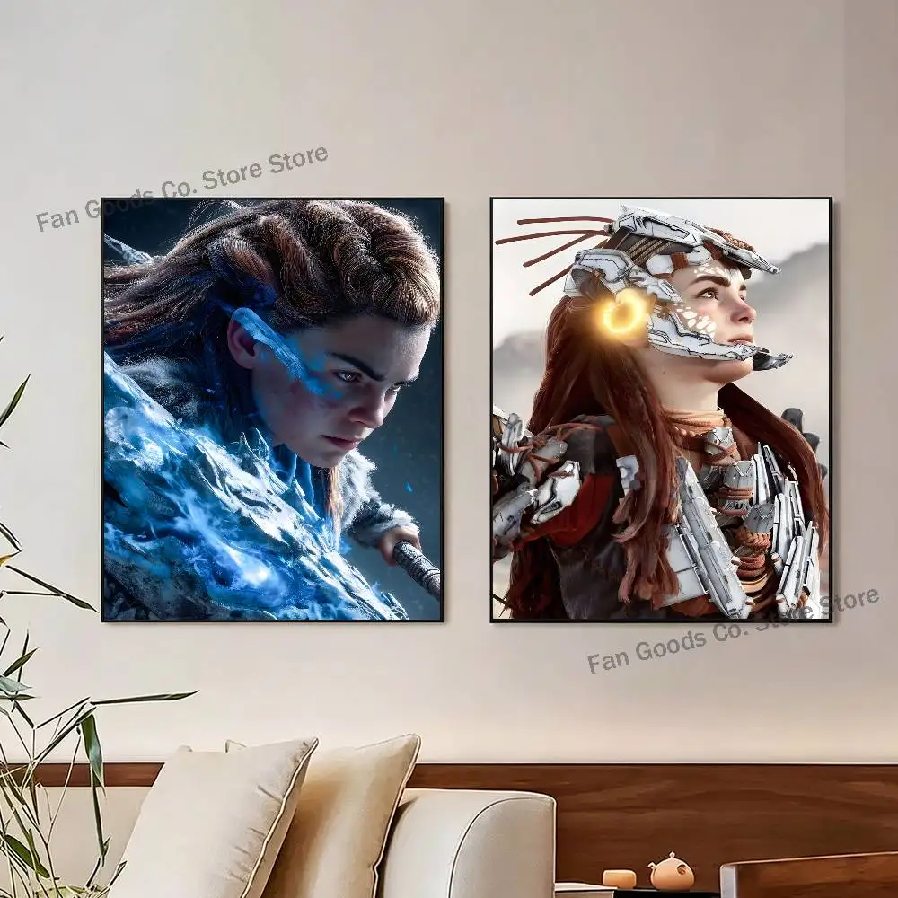 Aloy H-Horizon Z-Zero Dawn Poster Self-adhesive Art Waterproof Paper Sticker Coffee House Bar Room Wall Deco