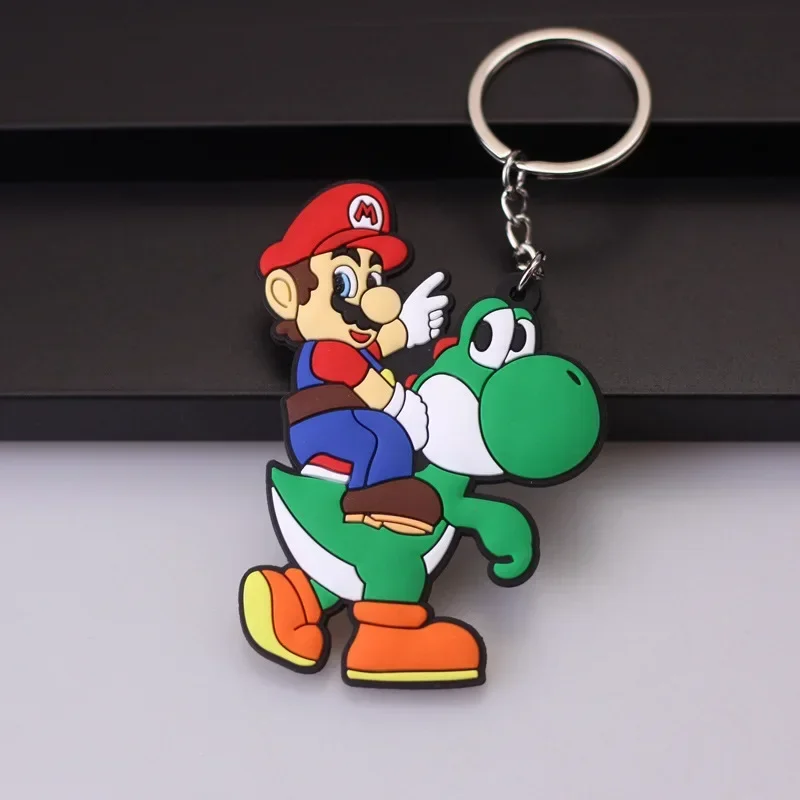 MINISO Cute Super Mario Bros PVC Keychain Luigi Kuba Princess Action Figure Bag Car Decoration Collection Kids Birthday Gifts