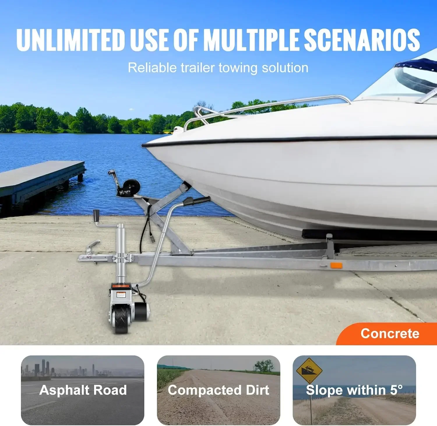 

Ограниченное количество! Электрическая тележка для прицепов, грузоподъемность 5000 фунтов, 350 Вт, 12 В, колесо-ролик - скорость 22 фута/мин, регулируемый зажим 12''-24.8''