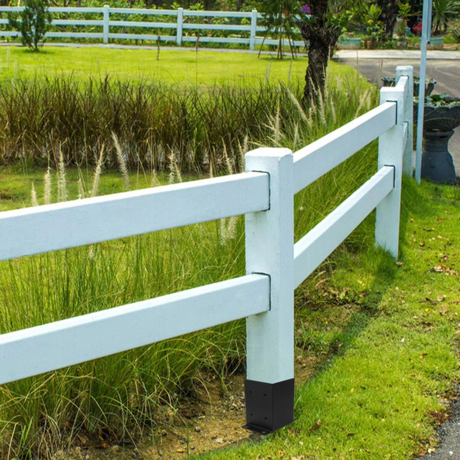 

Pavilion Base Bracket Heavy Duty 4X4 Wood Post Black Metal For Deck Railing Fence Support Adjustable Outdoor Structure