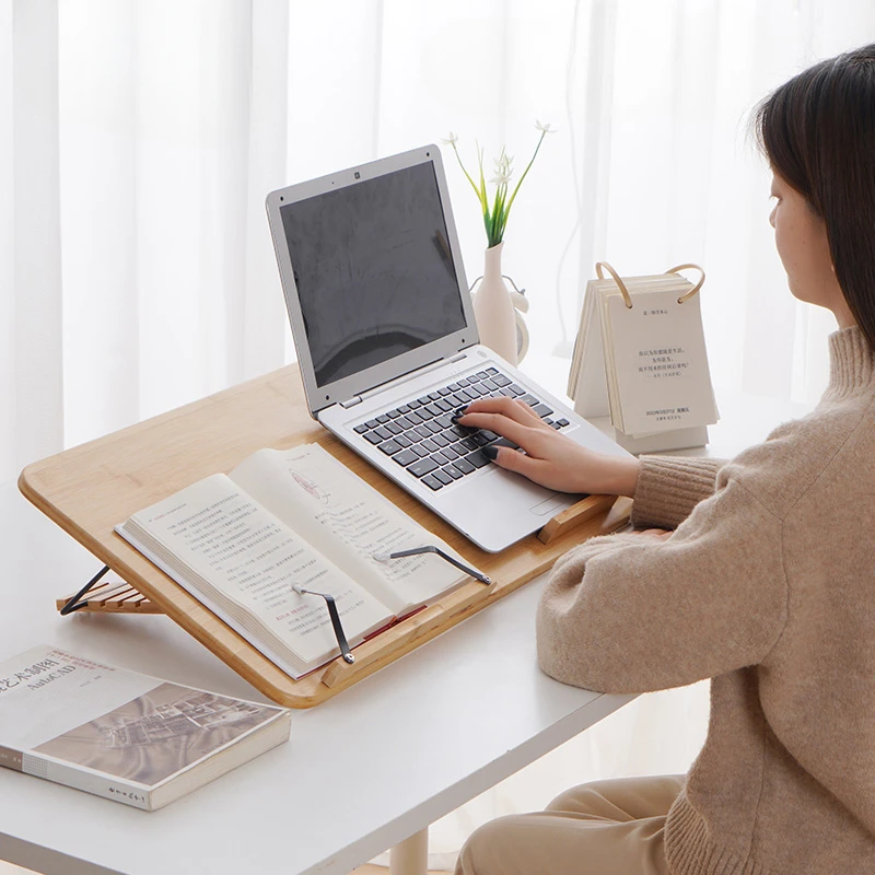 

Multi-Angle Laptop Desk Organizer Adjustable Writing Tray Document Reading Holder with Page Clips for Study or Office Use