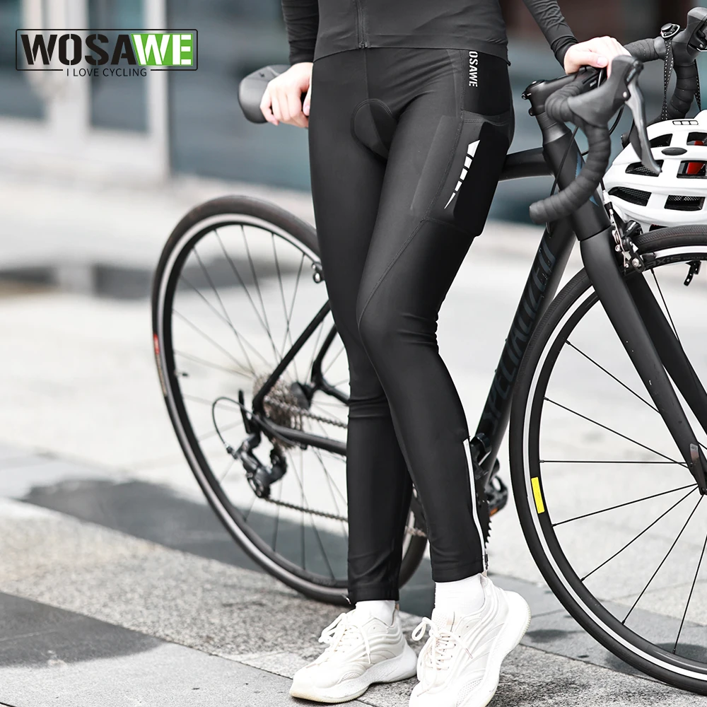 WOSAWE Womens Mtb Bicycle Pant Sports Riding Trousers Cycling Pants Gel Pad Shockproof Road Bike Tights Leg Zipper Reflective