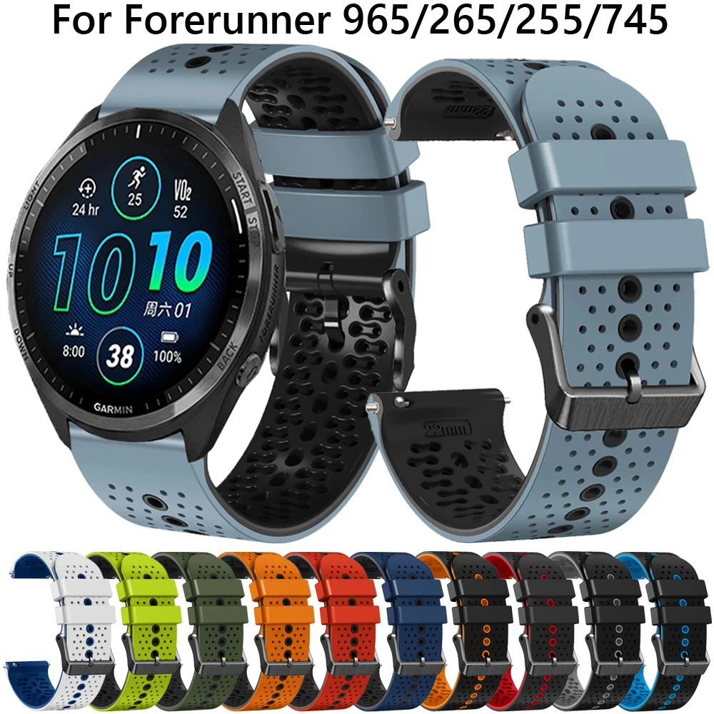 22mm Silicone Band For Garmin Forerunner 965 265 745 255M Strap Smart Watch Bracelet for Venu 2 3 Vivoactive 4 Wristband Correa