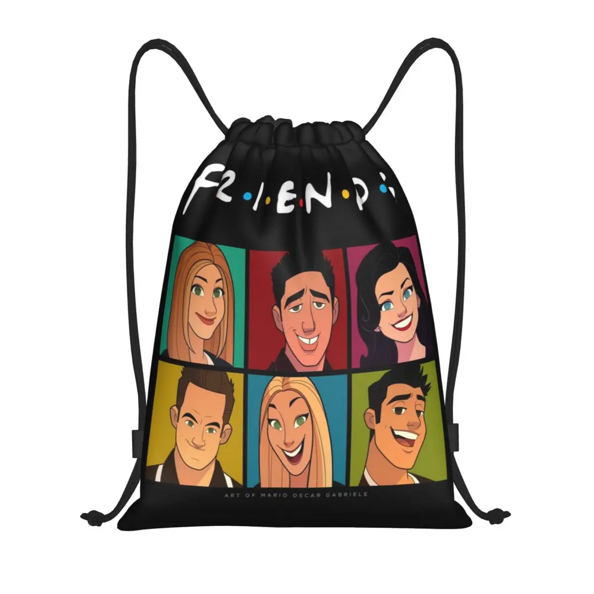 Mochila personalizada con cordón de Aime Friends de dibujos animados, mochila deportiva para gimnasio para hombres y mujeres, bolsa de compras portátil para programa de televisión