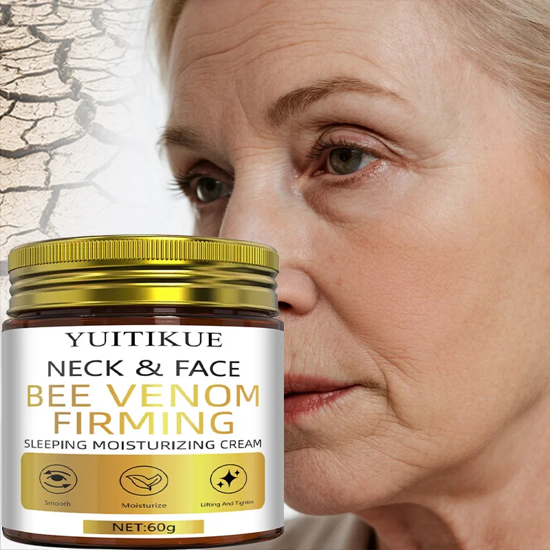 كريم YUITIKUE Bee Venom Overnight 60 جرام - علاج شد الرقبة والوجه، يرطب وينعيم البشرة بشكل عميق، ويستيقا منعش