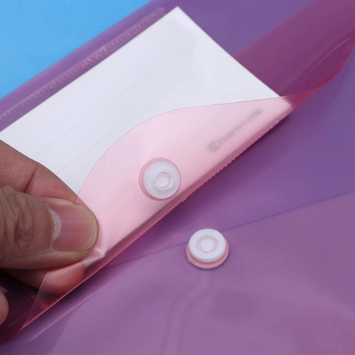 

10pcs Colored Snap Button Document Folder A4 Size PVC Transparent File Bag Office Organizer Storage Solution