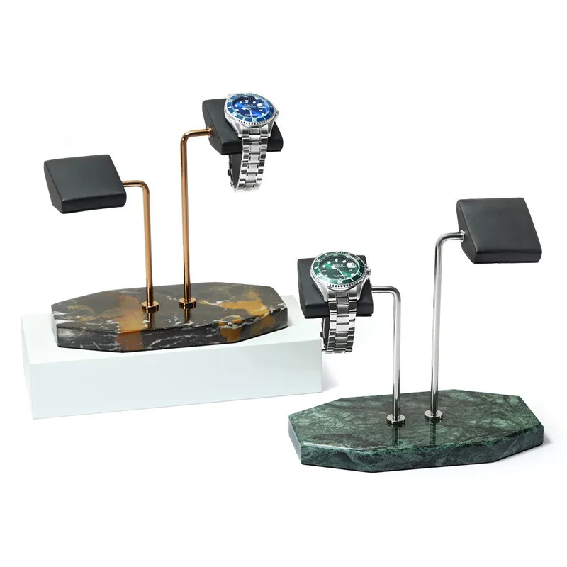 

Высококачественная мраморная основа, двухпозиционная подставка для хранения часов, стойка из нержавеющей стали, опора для наручных часов, креативные часы