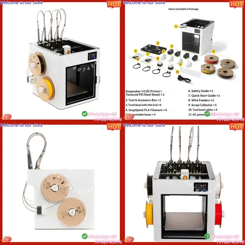 CE Certificate Snapmaker U1 3D Printer Independent 4 Nozzles Color Large Size FDM Home Desktop with Automatic Leveling and