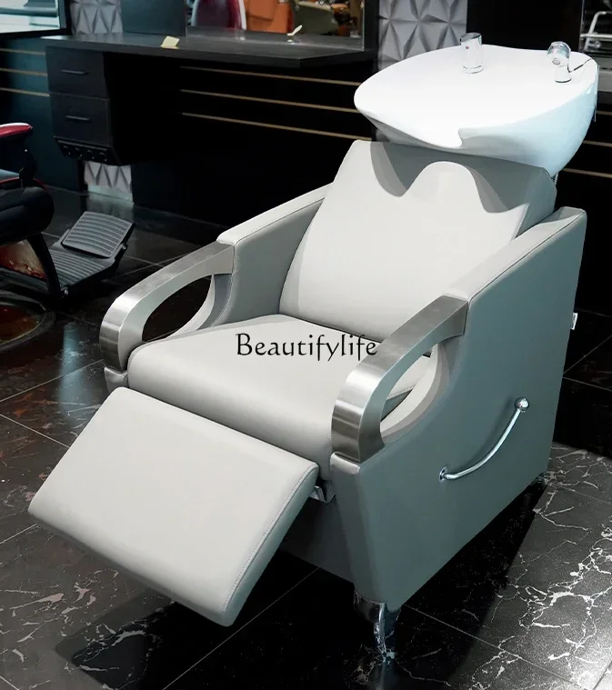 Lying Half Shampoo Chair for Hair Salon Barber Spa Massage Punch Bed