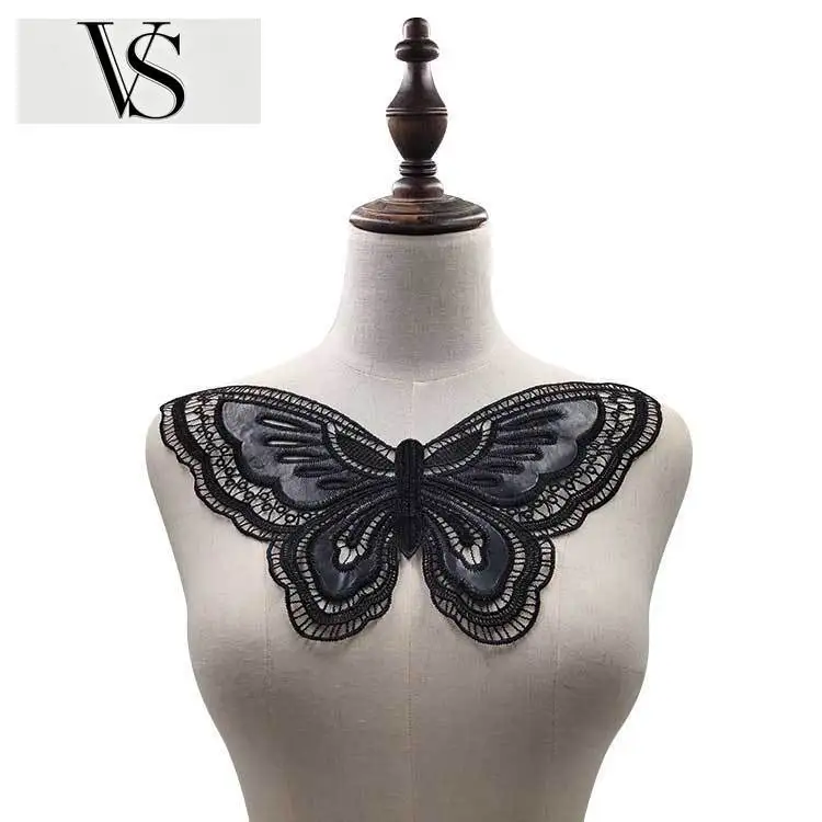 Lace Black Decor PU Lace Fabric Pattern Butterfly Embroidery Collar Neckline Trims Applique Sewing Sewing Dress Guipure Skirts