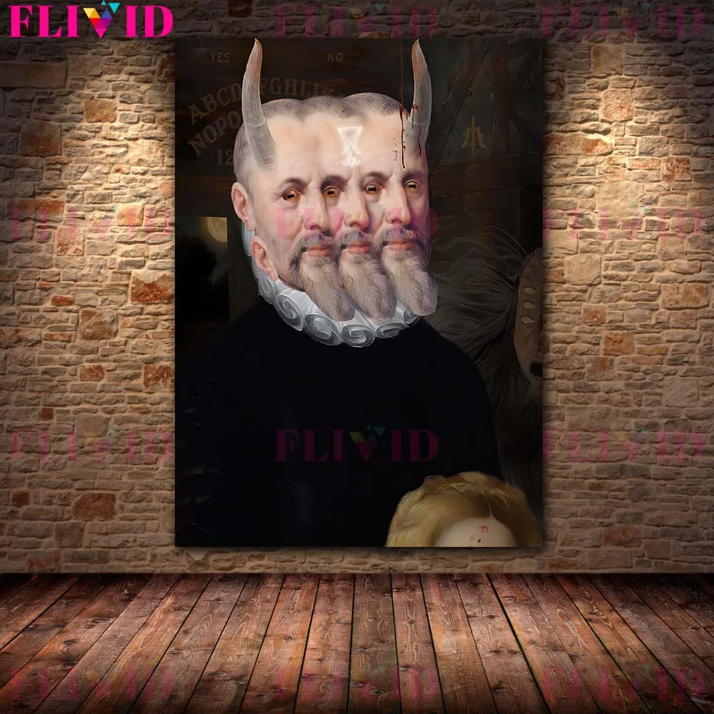 Dark Demon Horror Art Surreal Art Poster And Print Gothic Evil Spirit Portrait Wall Art Canvas Painting Home Decoration Unframed