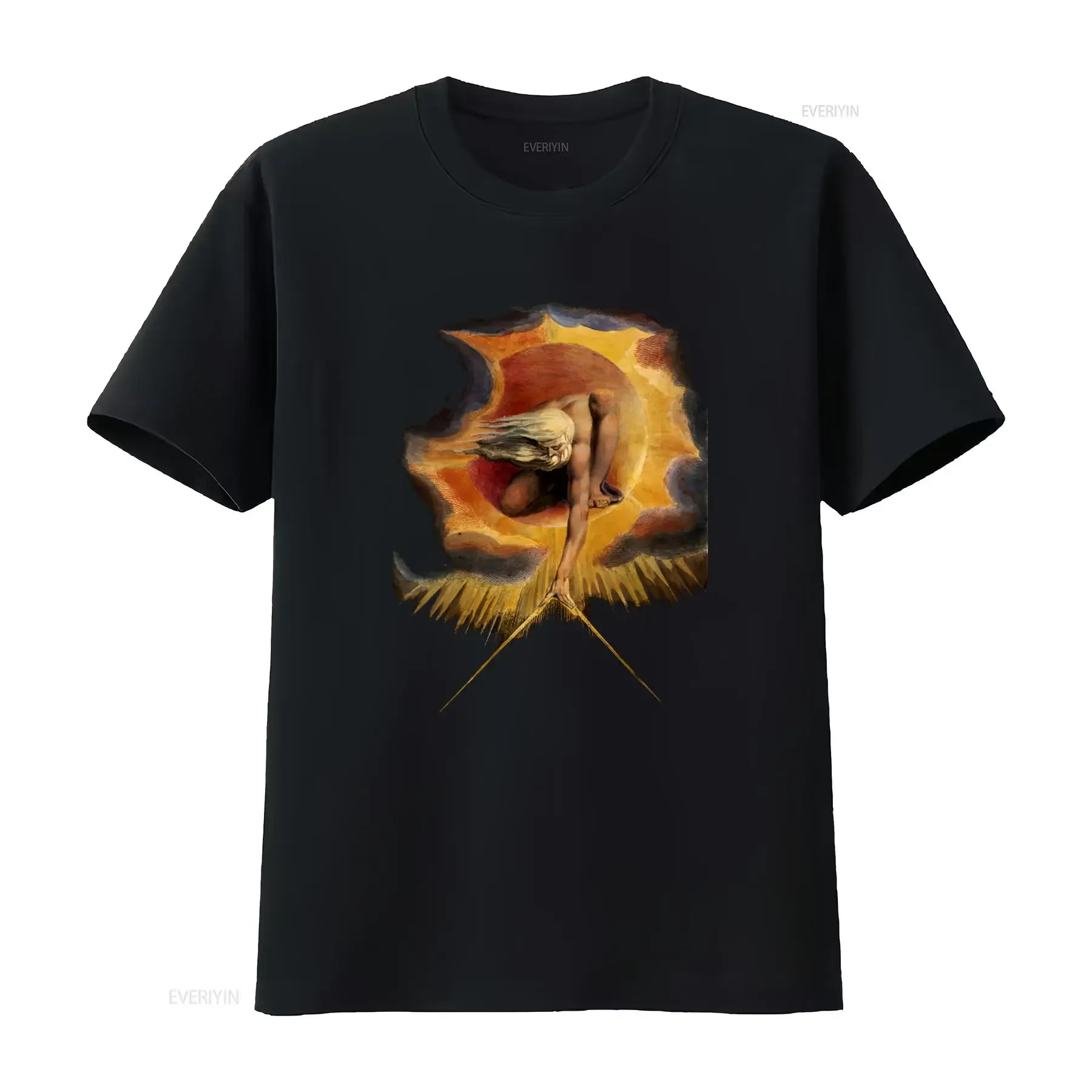 William Blake T shirt the Ancient of Days Art Print for Vintage Style Fashion Clothing vintage Washed Top For Everyday Wear