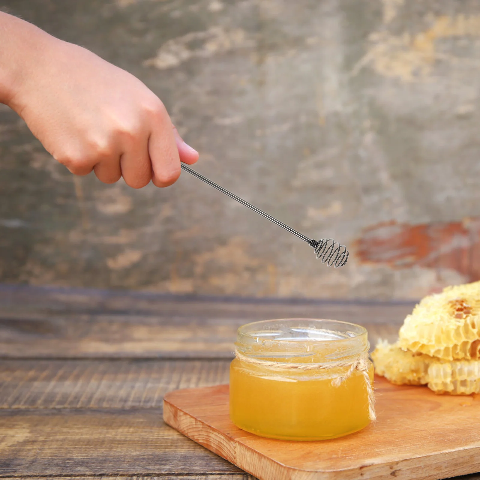 

Stainless Steel Honey Jar Dipper Stick Wear-Resistant Honey Stirring Rod for Jam Syrup Baking Jar Dipper Portable Stirring Stick