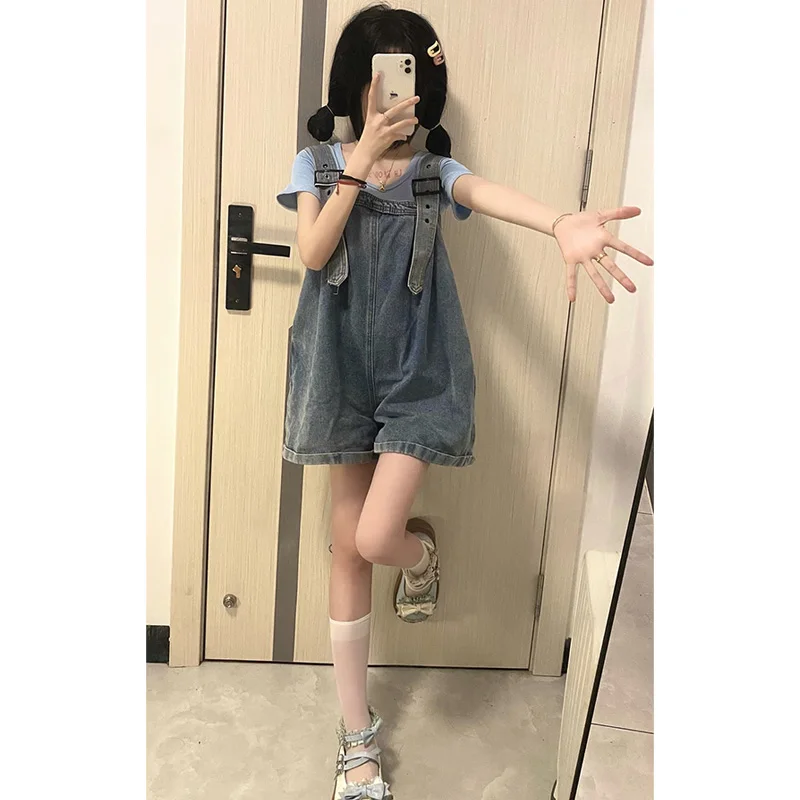 

Джинсовый комбинезон с высокой талией, женские летние модные дизайнерские брюки Fufu, антивозрастные широкие брюки, джинсы с застежкой на пуговицы