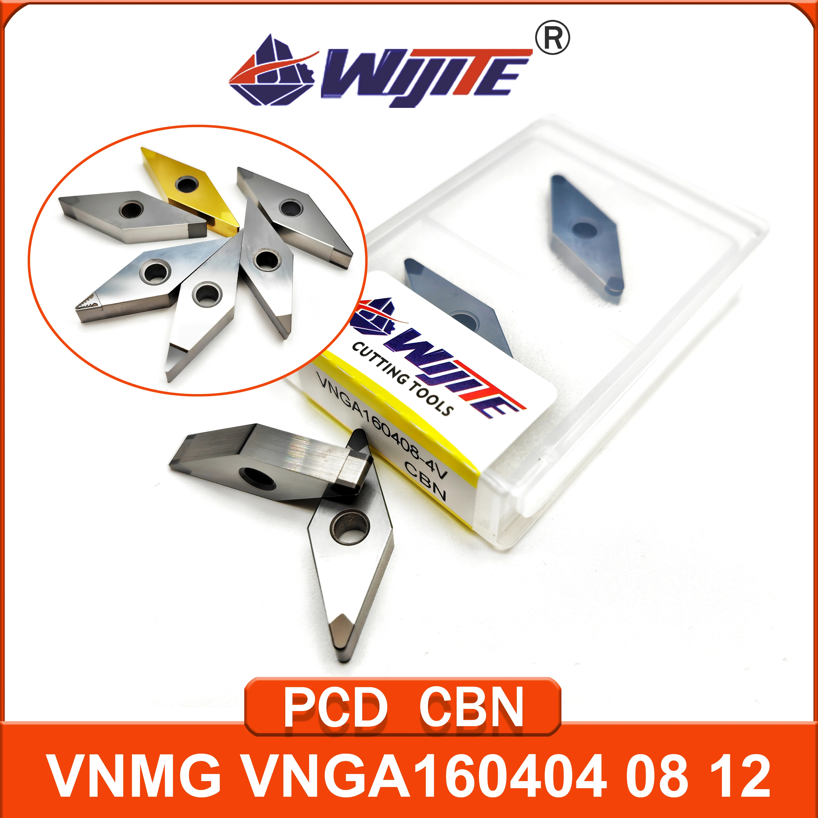 

VNMG VNGA 160404 08 12Turning PCD tool is used for aluminum copper and carbon fiber.CBN tools are used for processing hard steel