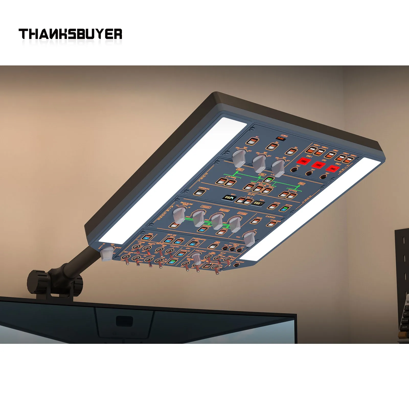 WINGFLEX Flight Simulator A320 Overhead Panel Featuring IRS & Lighting Panels, Overhead Simulation Designed for PC Platforms,