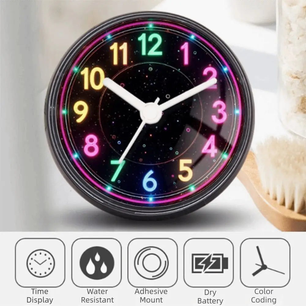 Easy Read Ergonomic Fitness Pull Rope Wall Clock Suction Cup Waterproof Bathroom Clock Neon Color Cyberpunk Quartz Clock Bedroom
