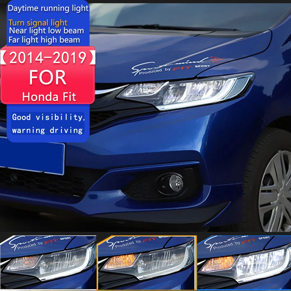 

Car Styling Head Lamp for Honda Fit Headlights 2014-2019 Jazz LED Headlight DRL Angel Eye Hid Bi Xenon Auto Accessories